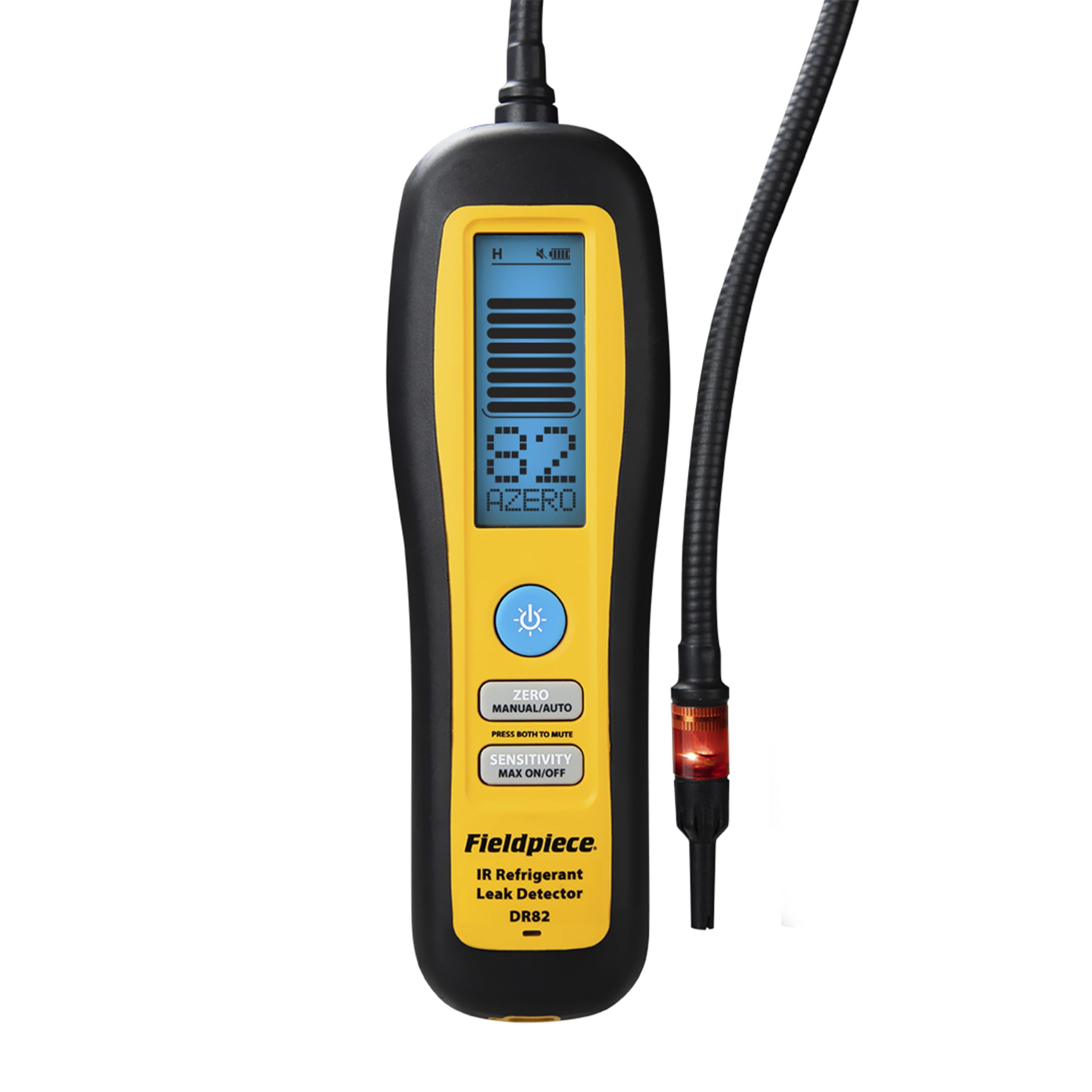 Fieldpiece DR82 leak detector front view shows compact, portable design for tight spaces