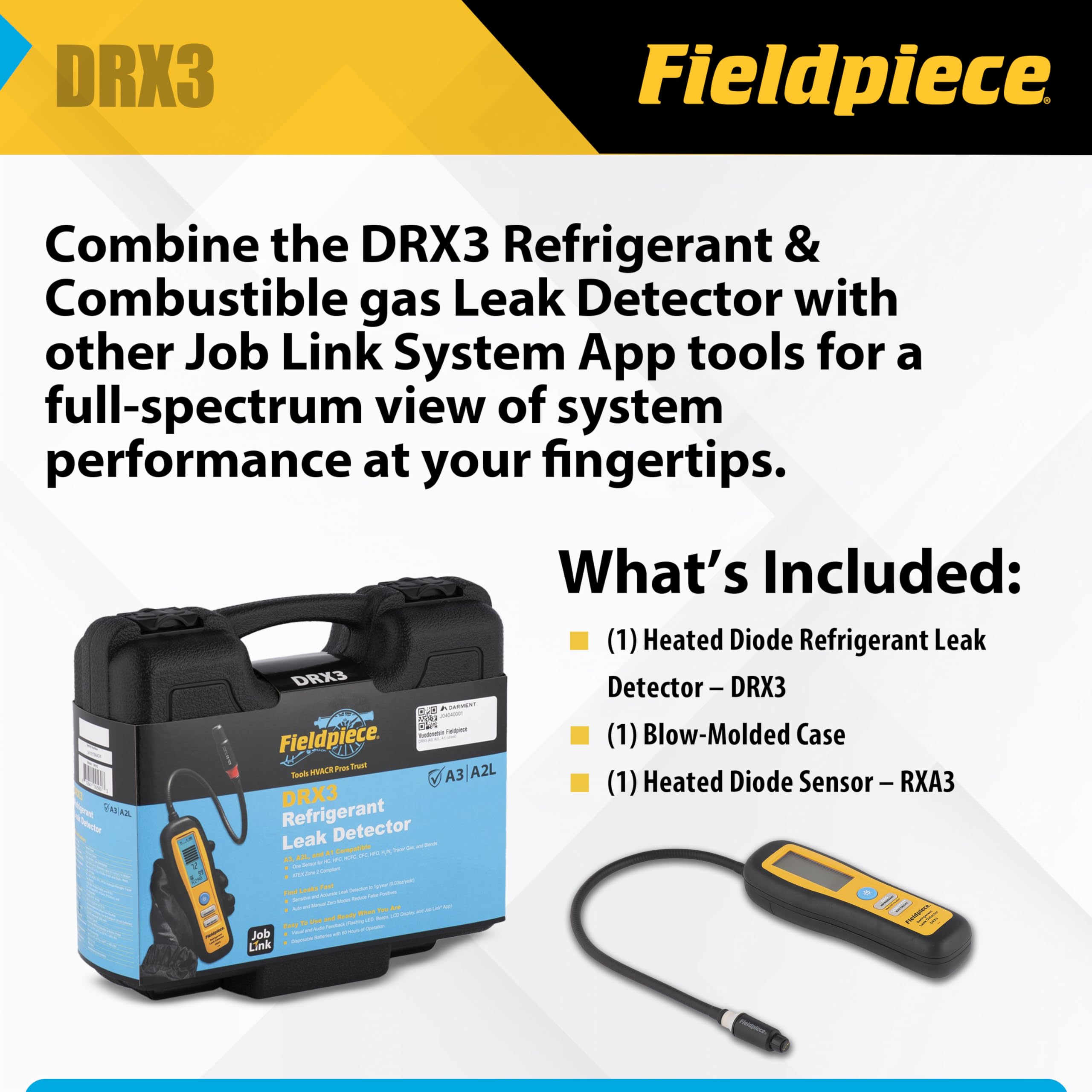 Fieldpiece DRX3 indicators and sound cues reveal leak intensity clearly