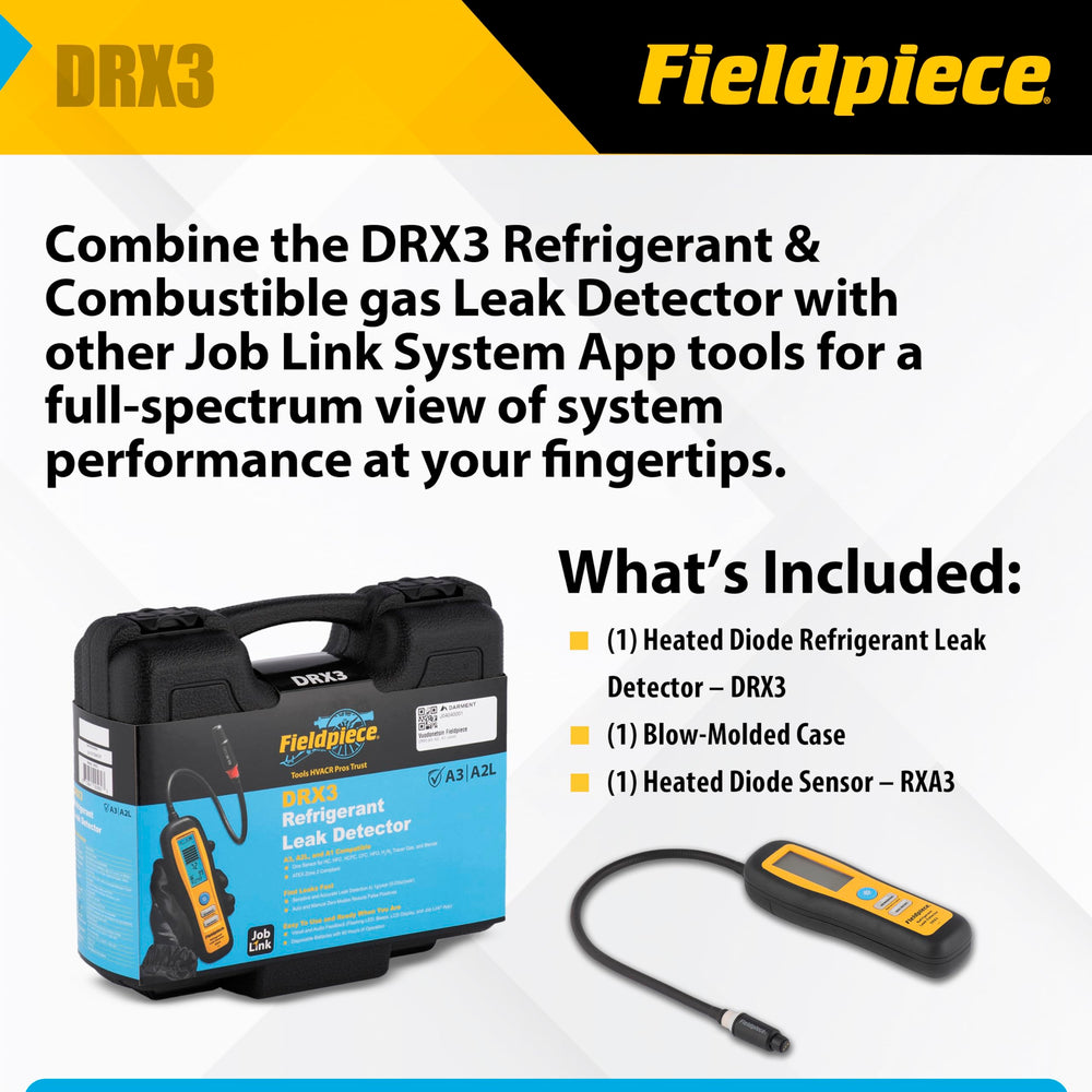 Fieldpiece DRX3 indicators and sound cues reveal leak intensity clearly