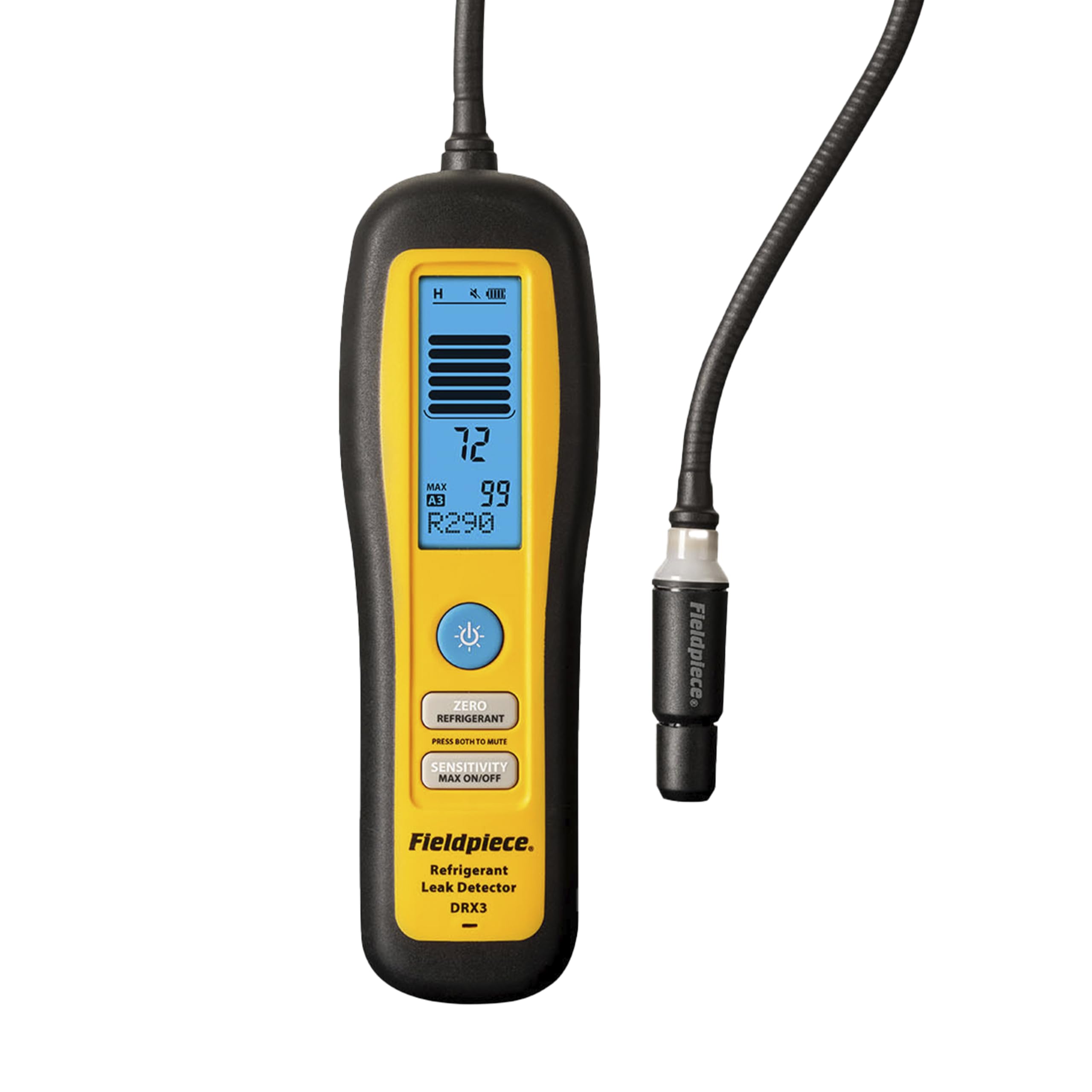 Fieldpiece DRX3 leak detector front view for rapid refrigerant leak detection