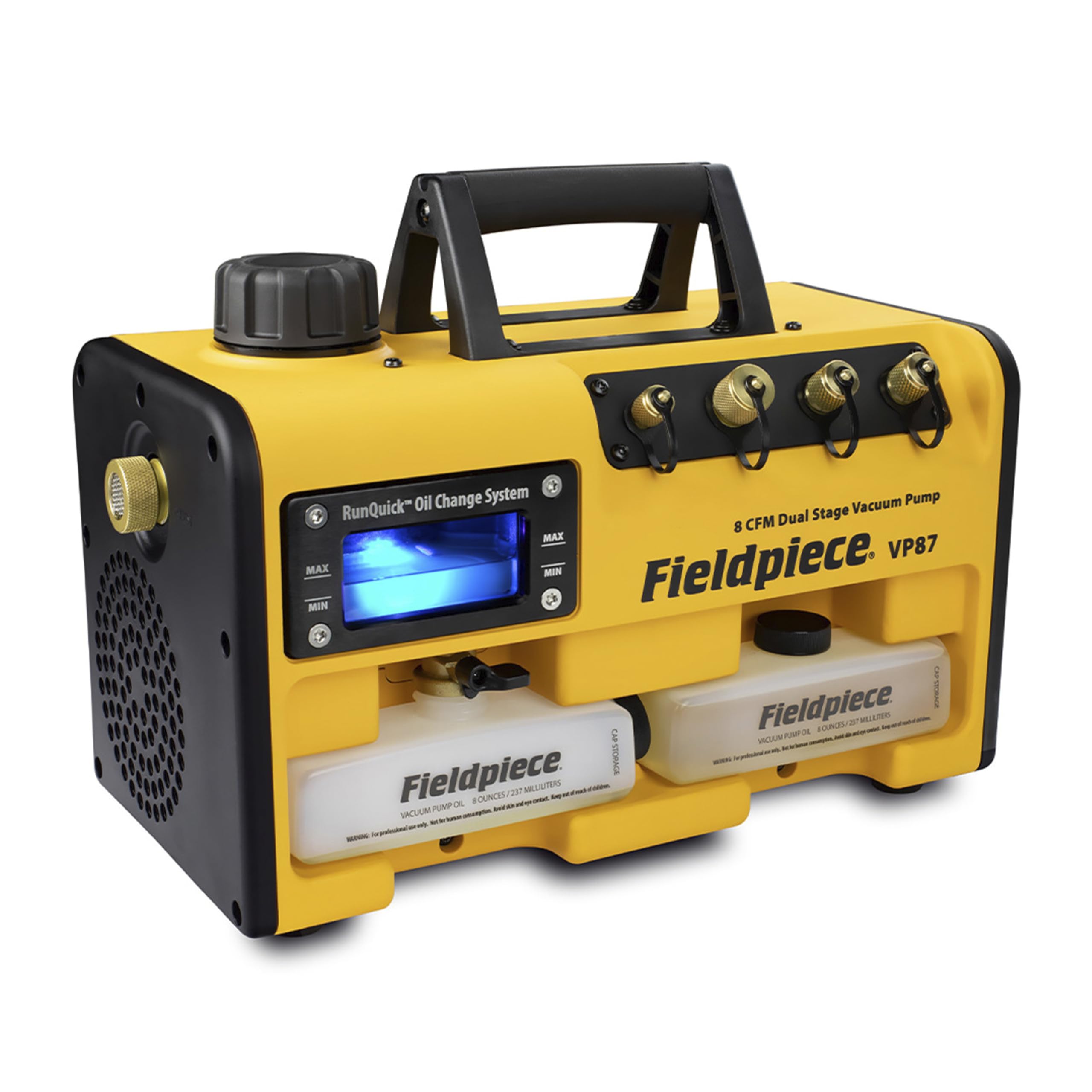 Fieldpiece VP87 front view demonstrates portable capacity for on-site HVAC service.