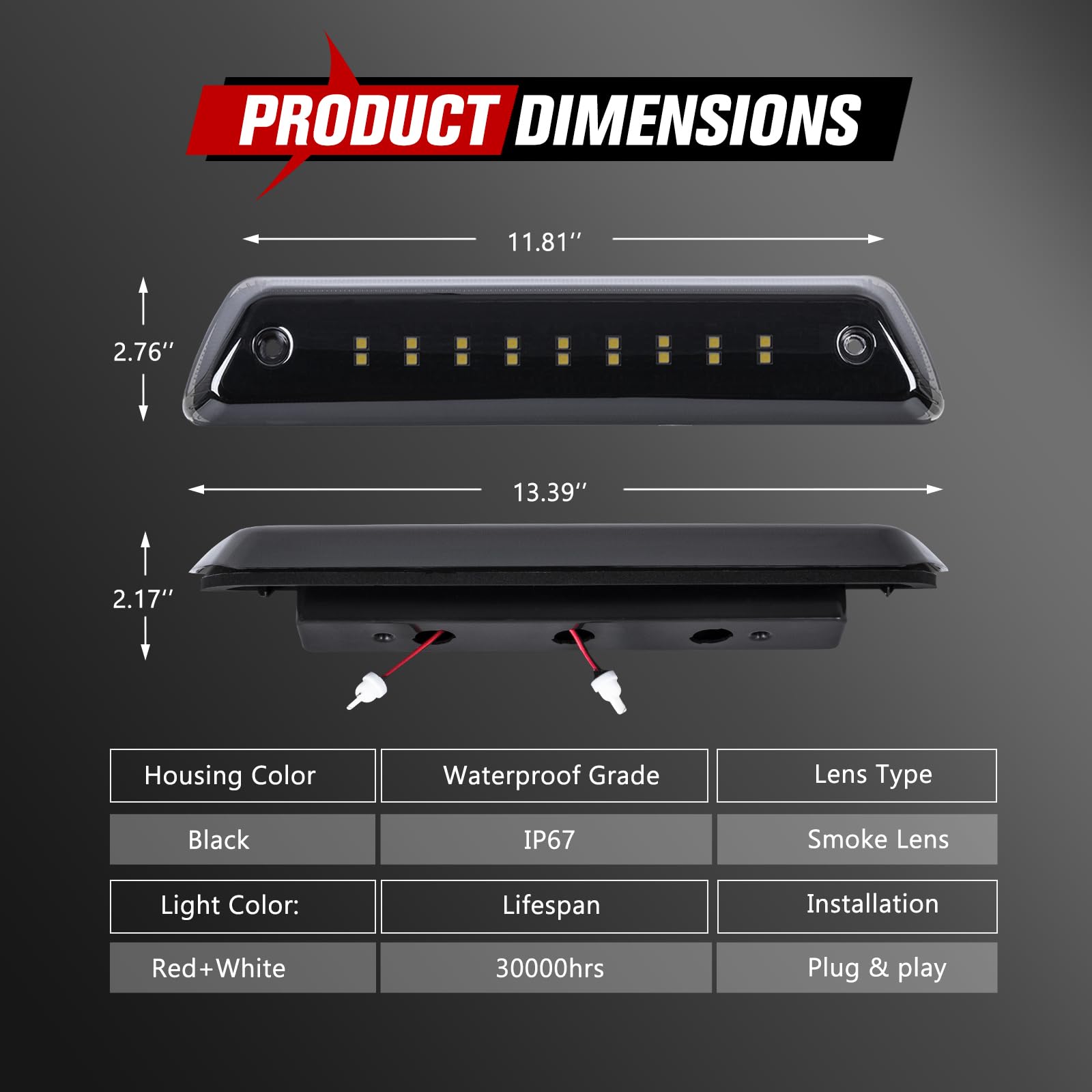 FIERYRED smoked lens from the side shows a sleek, low-profile appearance.