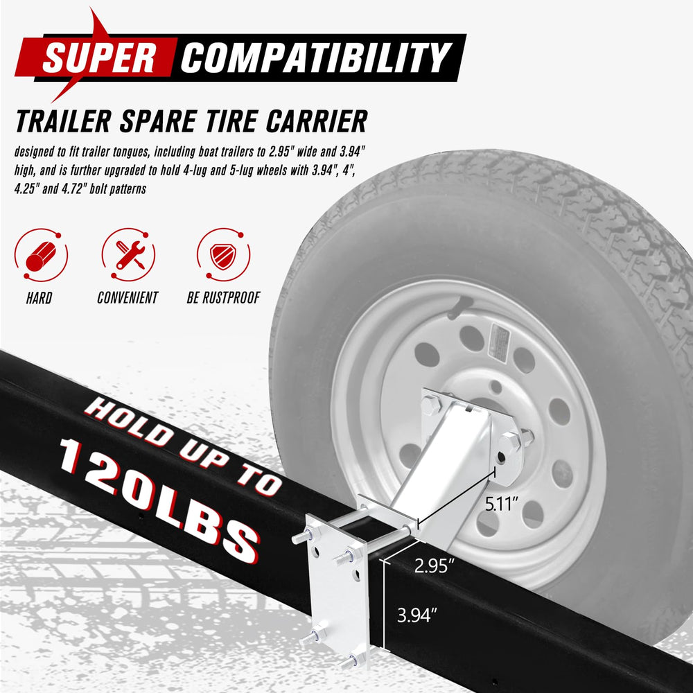 FIERYRED spare tire mount lock close-up shows built-in security for trailers.