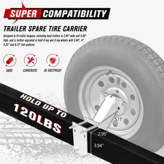 FIERYRED spare tire mount plate with included hardware for fast trailer setup.