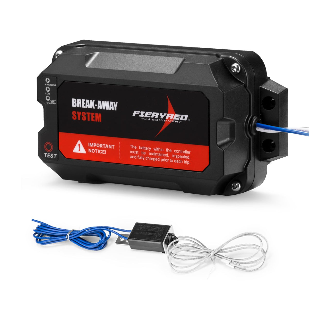 FIERYRED test-button breakaway kit battery status indicator for safe towing