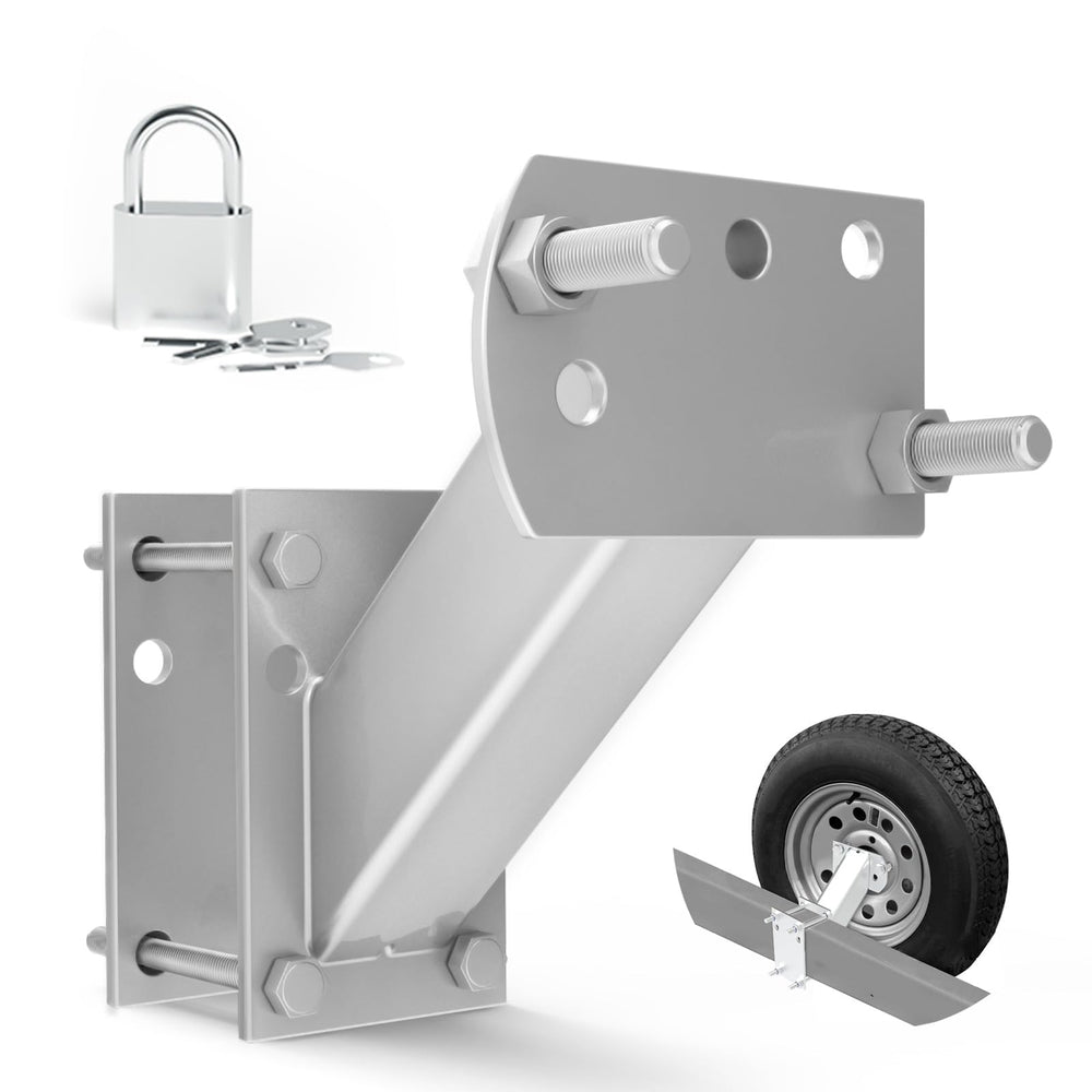 FIERYRED trailer spare tire mount front view highlights sturdy forged iron build for secure mounting.