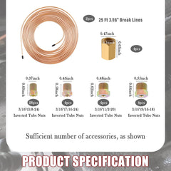 Figpade 25ft 3/16 copper brake line enabling easy shaping and routing.