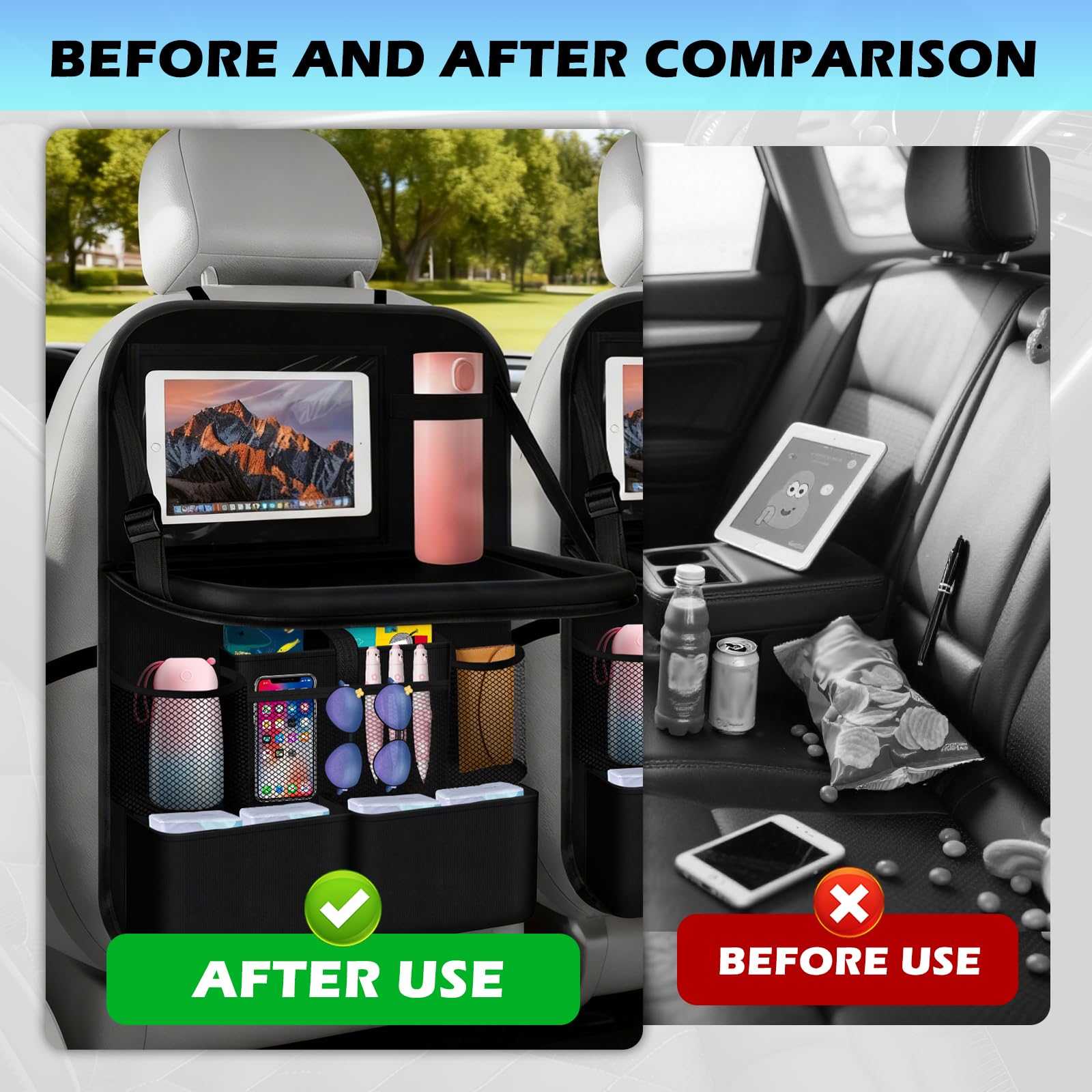 Figpade backseat organizer transparent compartments for quick ID checks and cards
