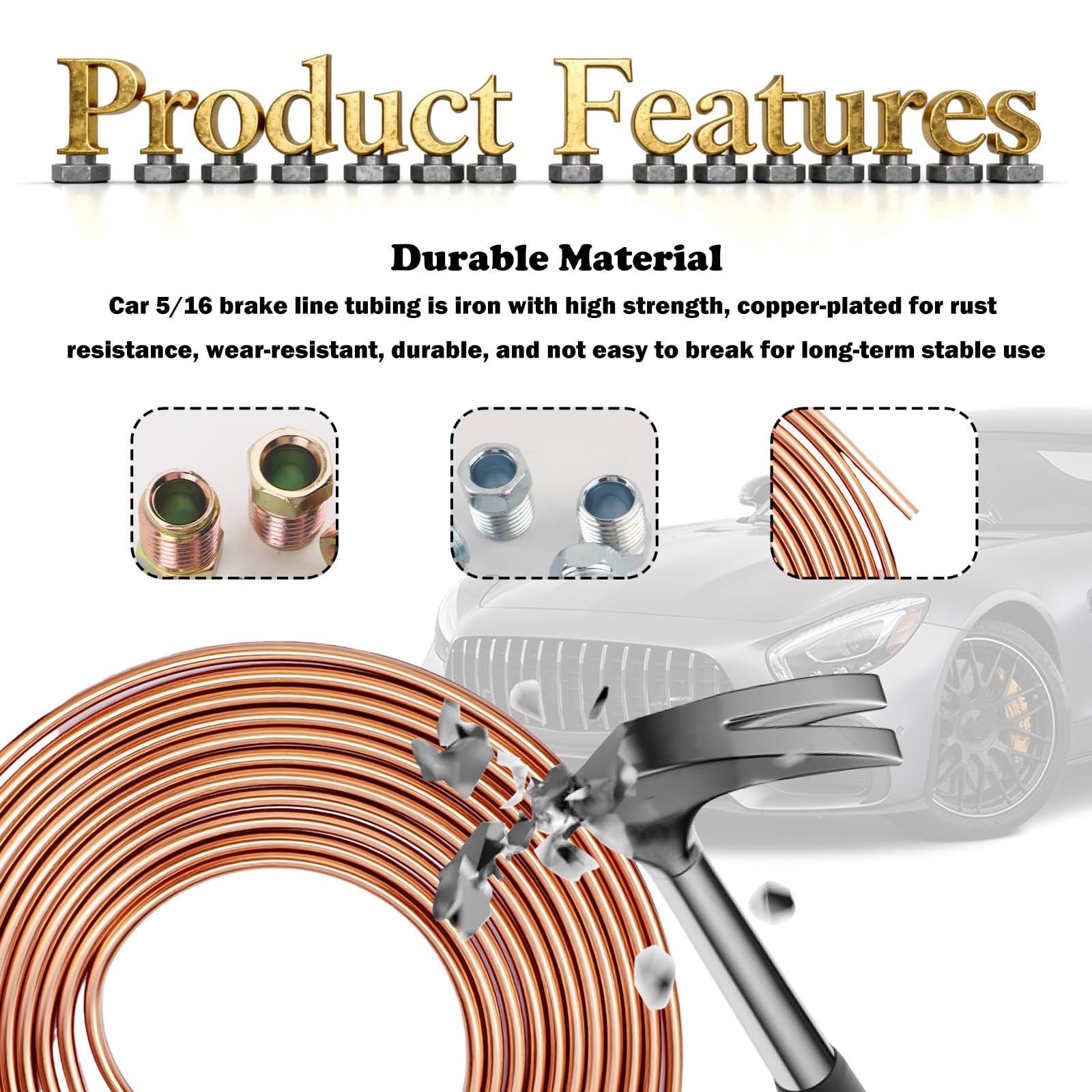 Figpade copper-plated brake line resists rust for long service