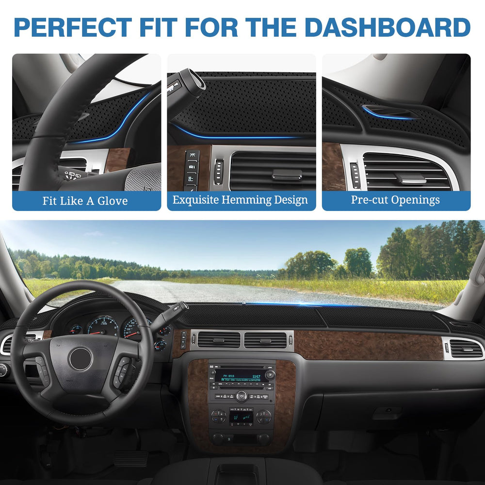 FIILINES dash cover for Sierra protects worn dash and reduces glare.