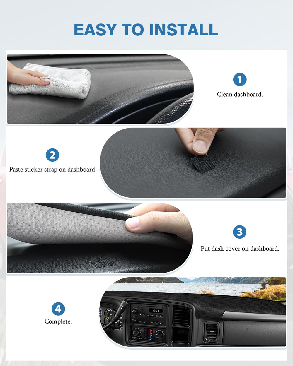 FIILINES breathable mesh dash cover improves ventilation and sun protection.