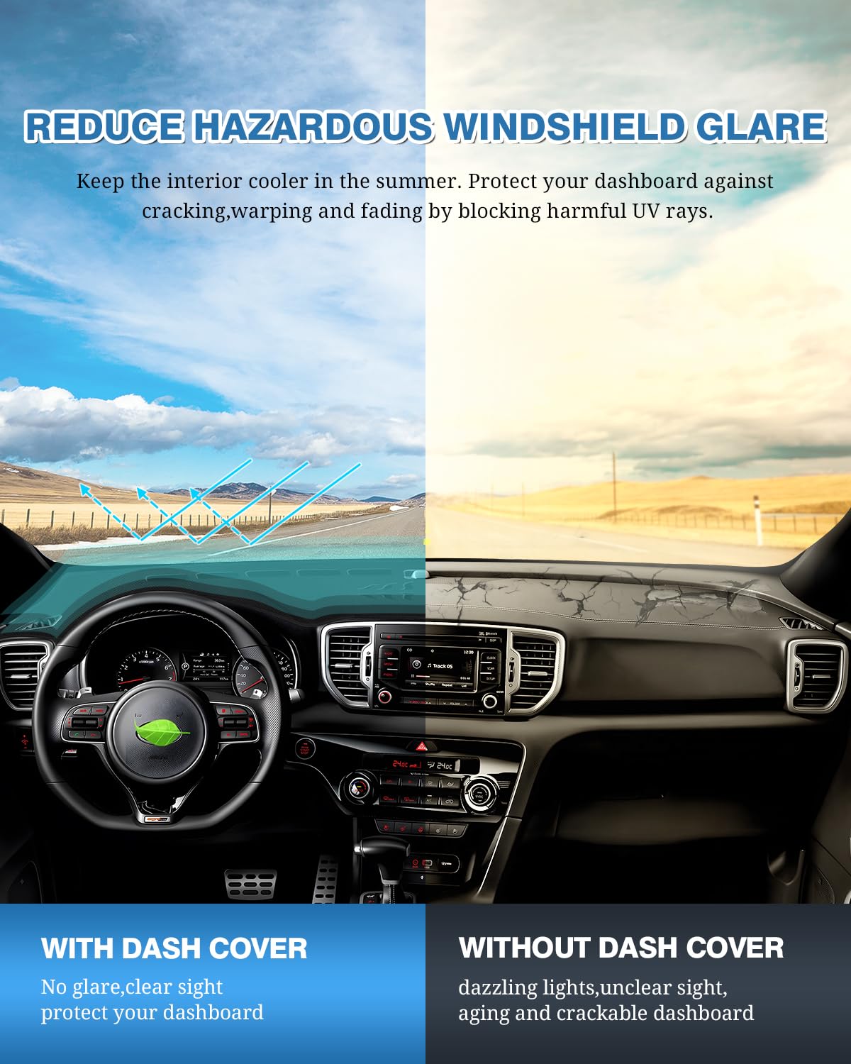 FIILINES dash cover installation straps enable quick, tool-free setup.
