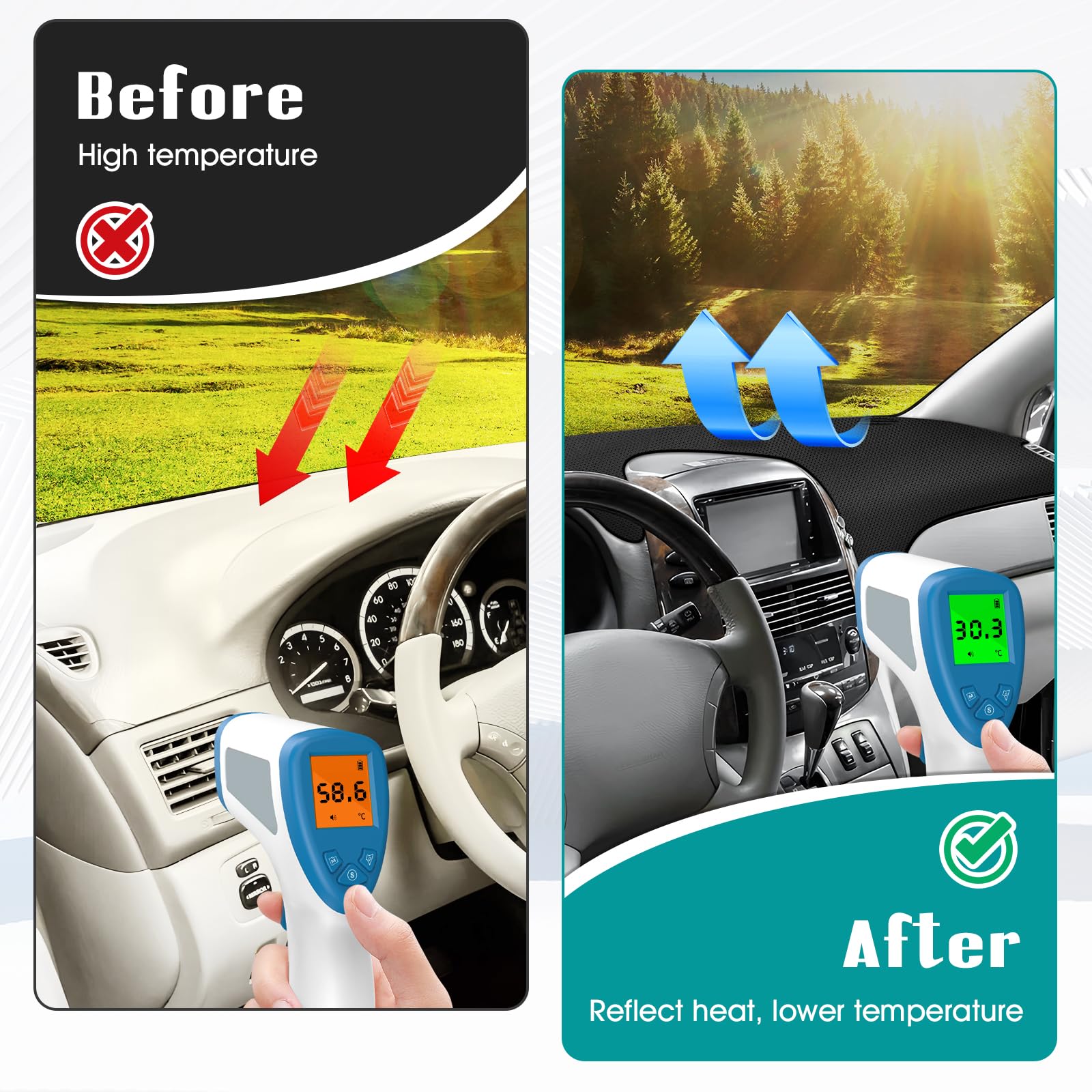 FIILINES dash cover reduces glare for clearer windshield visibility.