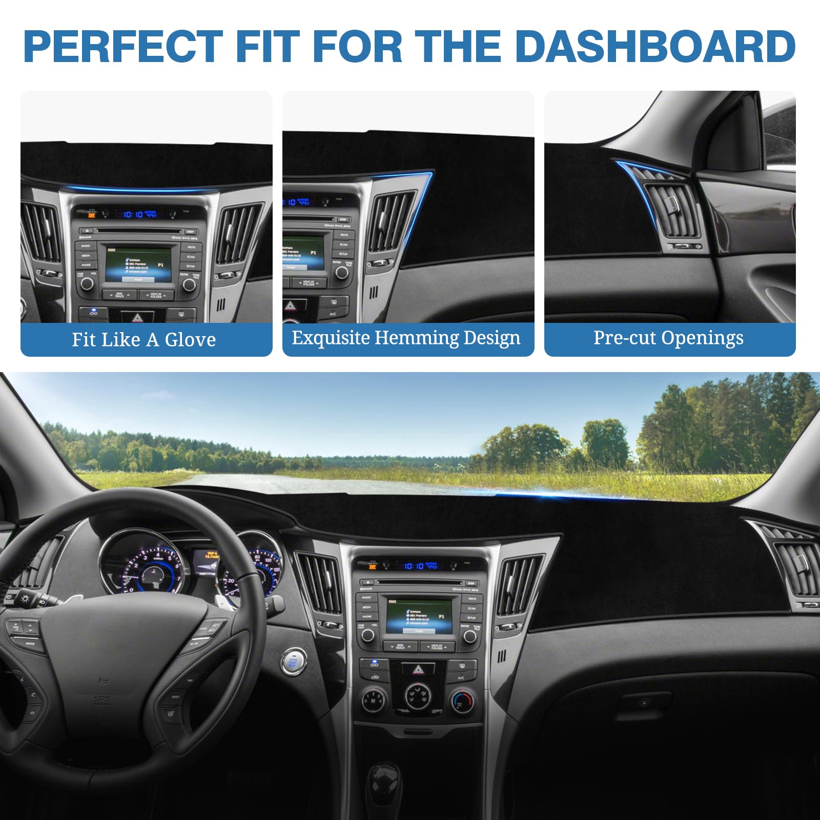 FIILINES dash cover protects against UV rays, dust, and scratches for a cleaner interior.