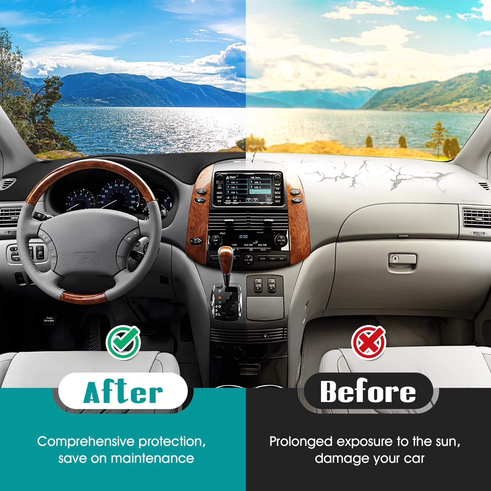FIILINES dash cover with vent cutouts preserves vent access.