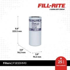 Fill-Rite F1810HM0 spin-on filter designed for high-flow fuel transfers.