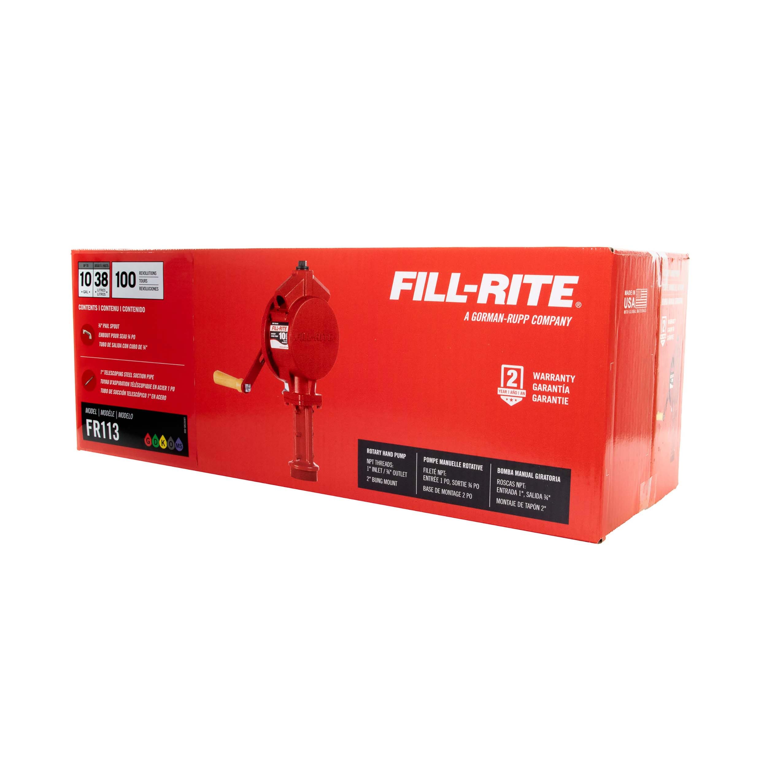Fill-Rite FR113 padlock compatible handle enhances security during storage