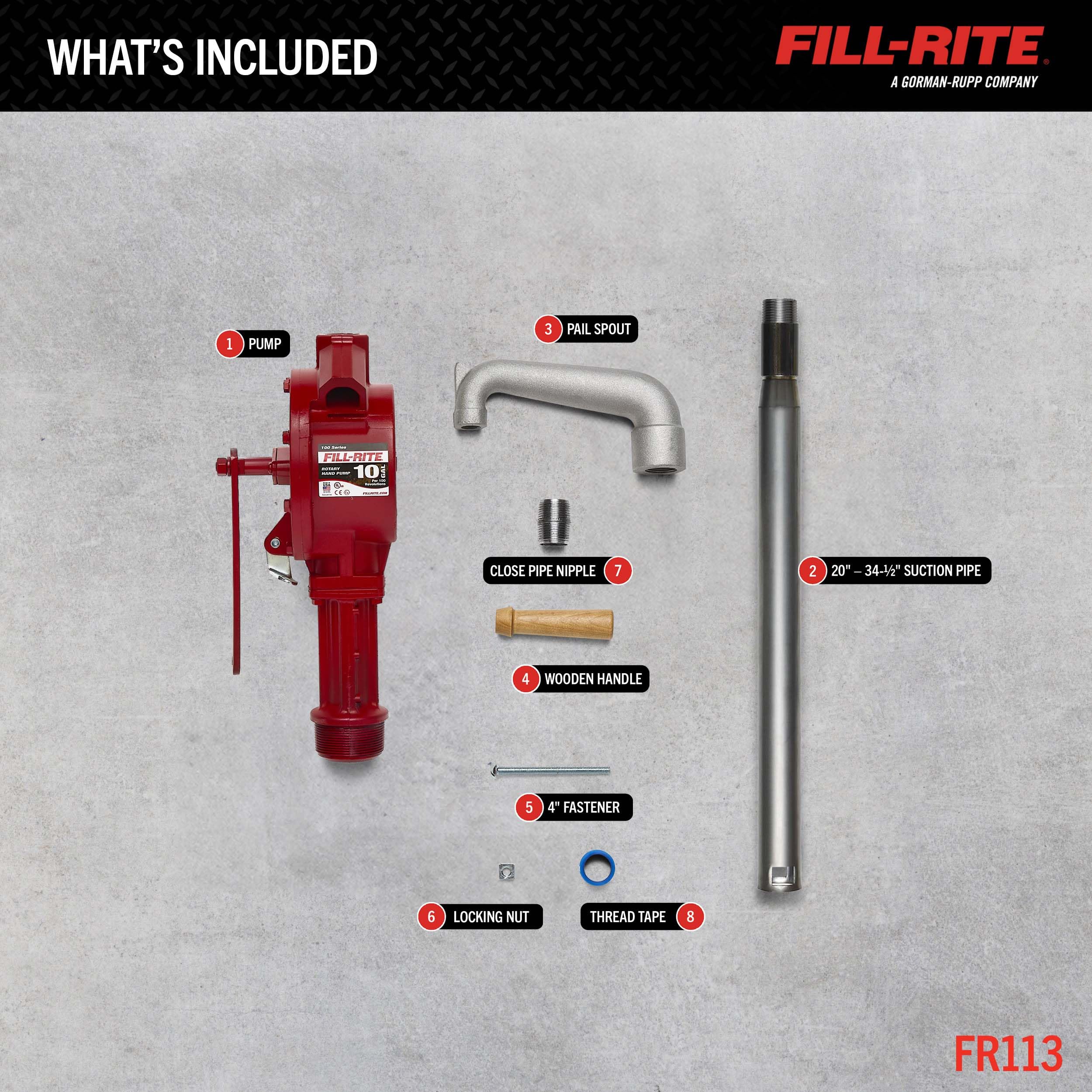 Fill-Rite FR113 with pail spout attachment ready for spill-free pouring