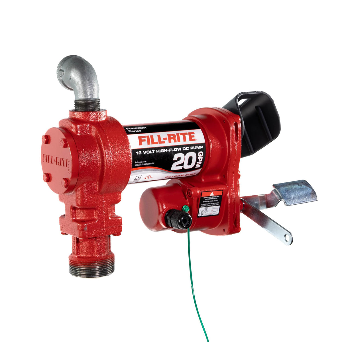Fill-Rite FR4204H front view shows rugged pump ready for heavy-duty fuel transfer