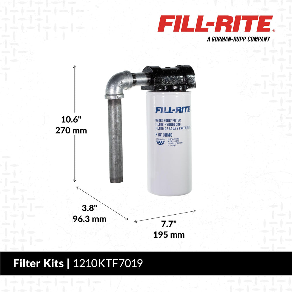 Fill-Rite filter kit exterior view showing 0.75 inch ports.