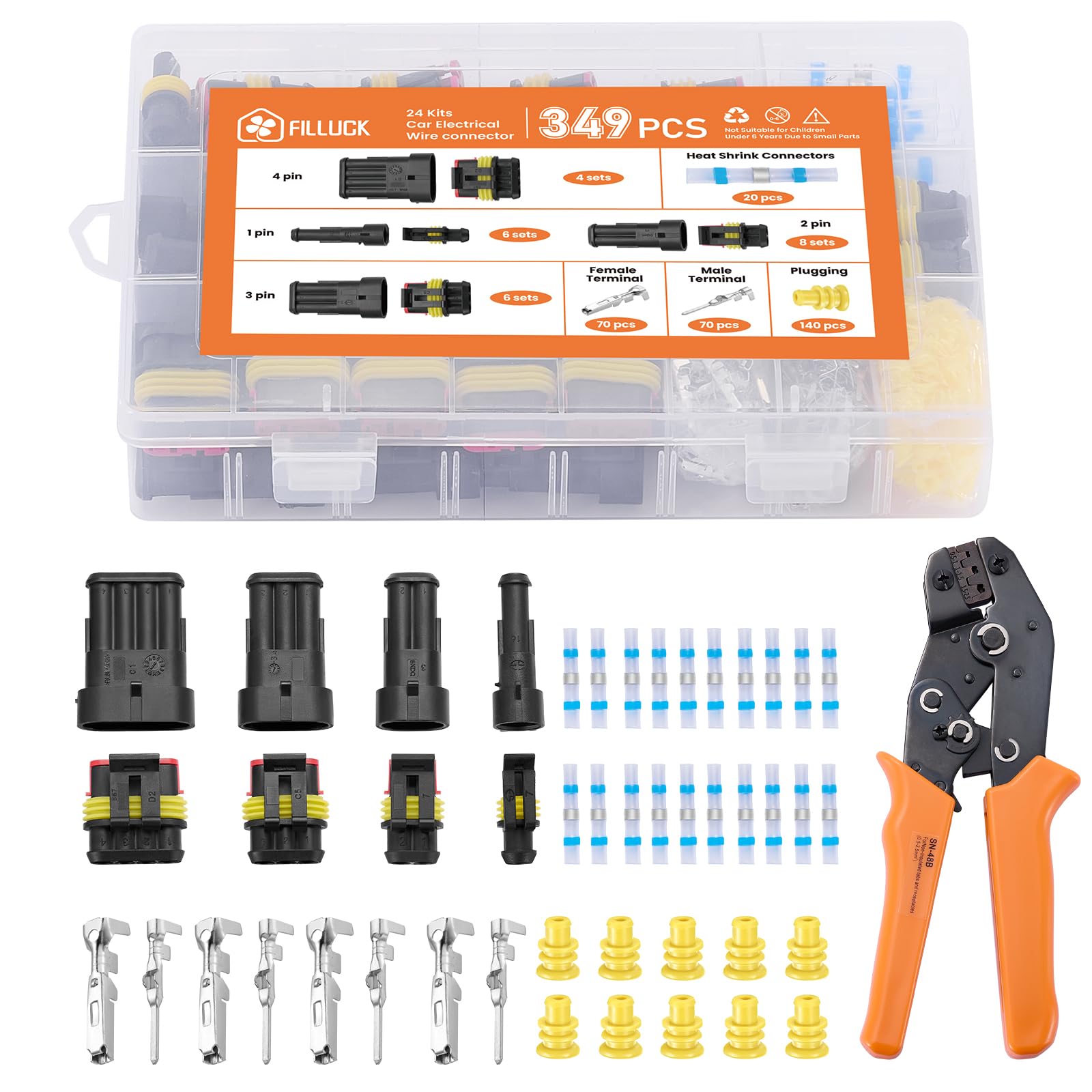 Filluck ratchet crimping tool for secure automotive wiring.
