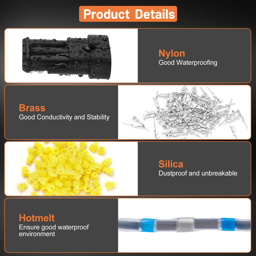 Filluck waterproof connectors with double-wall seal for outdoor use.