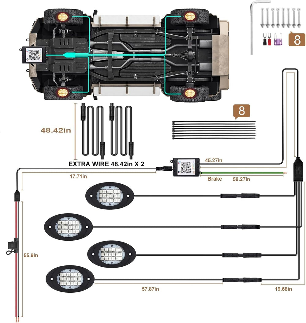 Fimker RGB rock lights designed for off-road use and rugged adventures.
