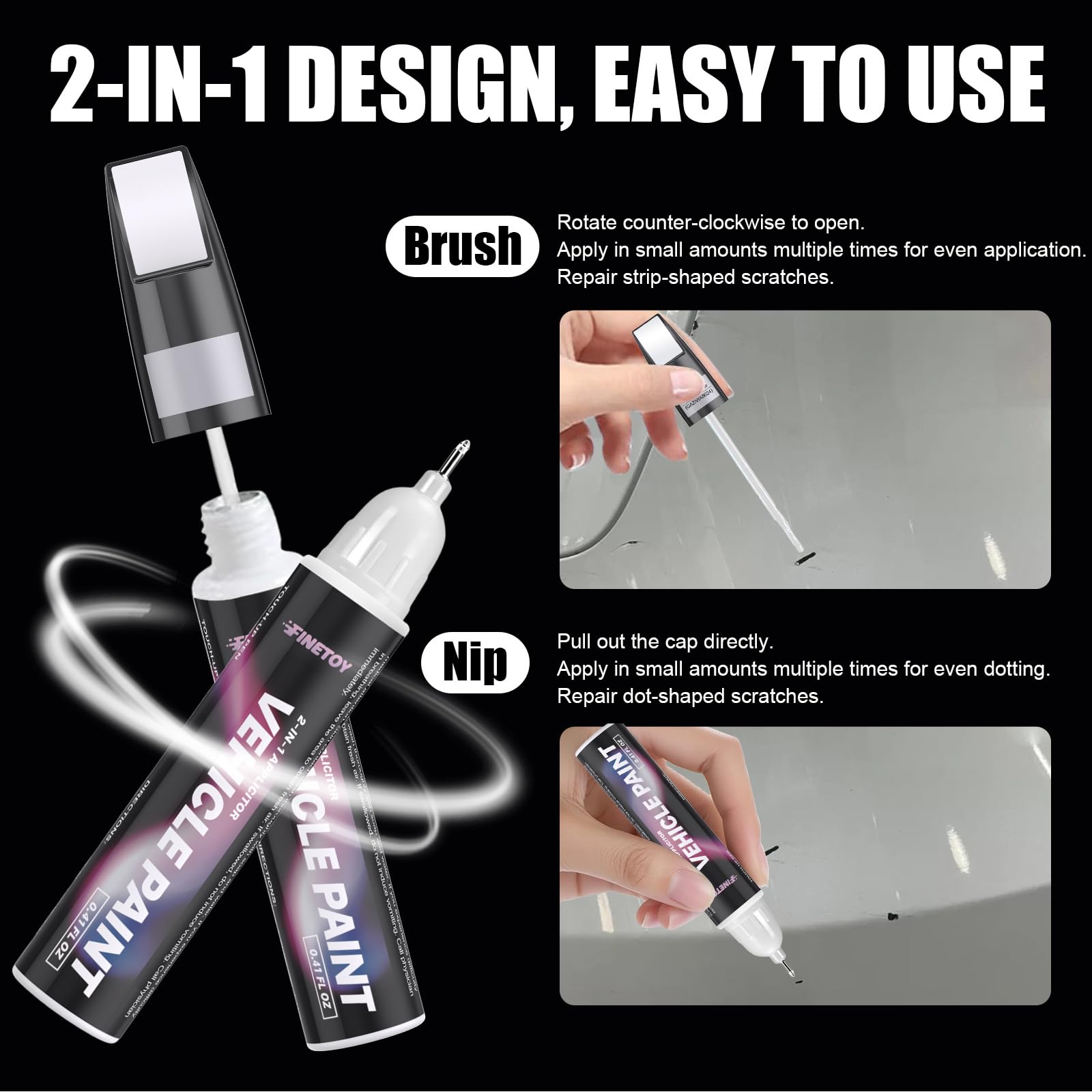 FINETOY GBA/WA8555 2-in-1 brush-cap enables wider chip coverage