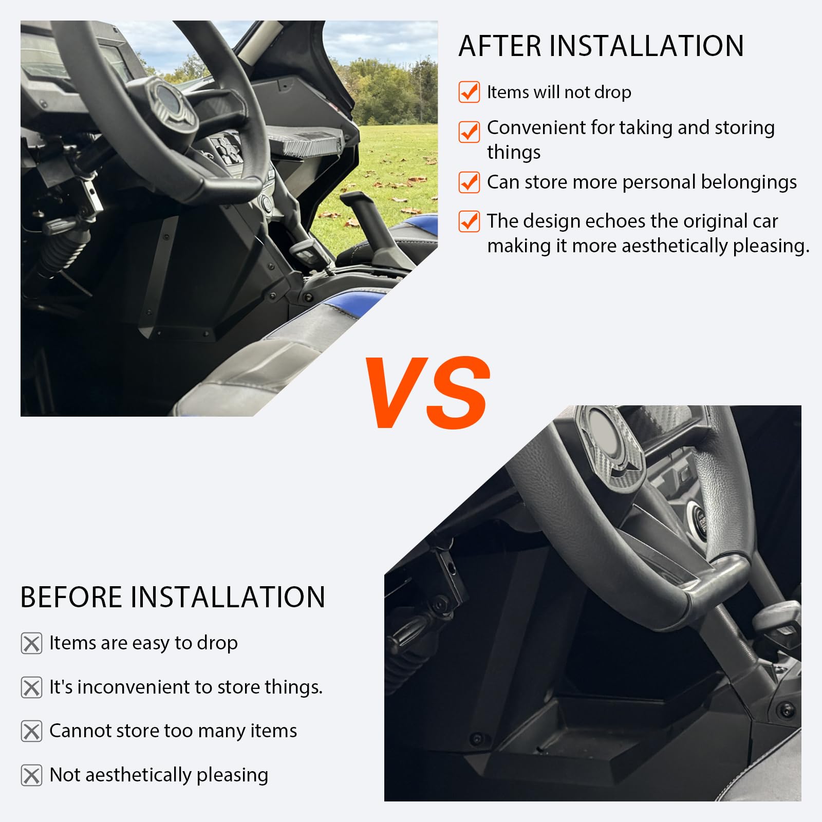 FinFox Maverick X3 dash organization close-up highlighting clutter-free interior.