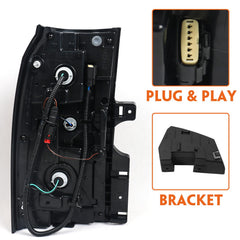 Rear tail light assembly includes bulbs for quick replacement and fit.