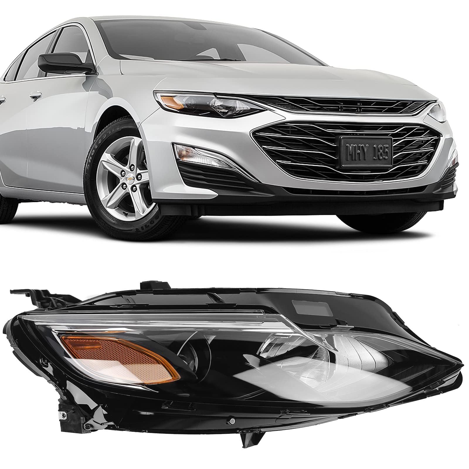 FIONE Chevy Malibu right headlight assembly for 2019–2022, easy plug-and-play replacement.