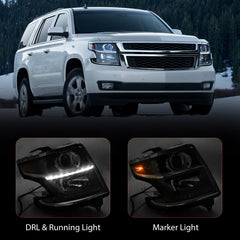 FIONE Chevy Tahoe/Suburban headlight right side highlighting LED DRL detail