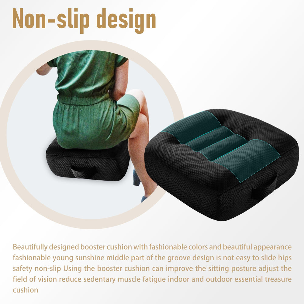 Fioqe car booster seat cushion zipper adjustment demonstrates customizable height and firmness