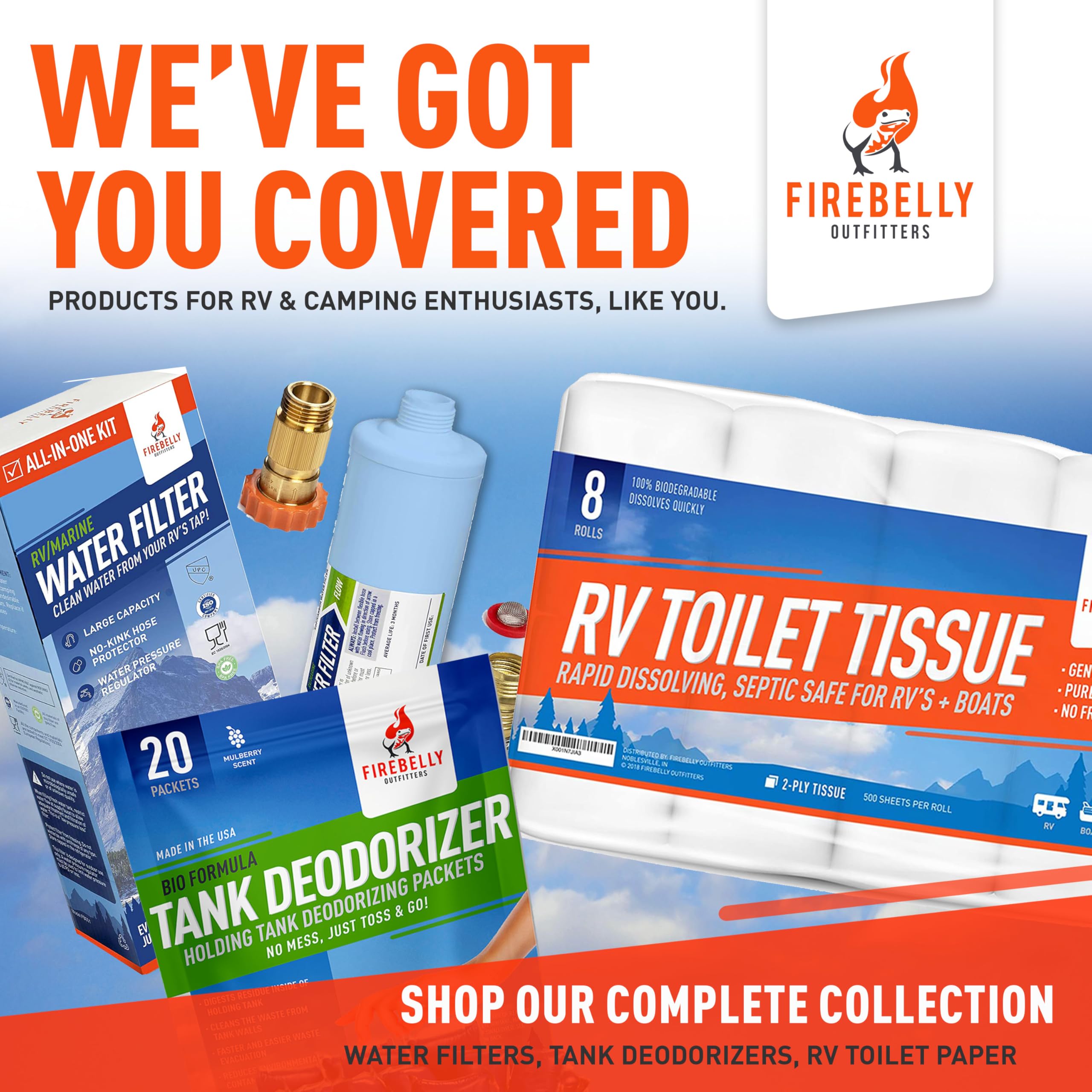 Firebelly Outfitters portable toilet cleaner dissolving in 40-gallon tanks