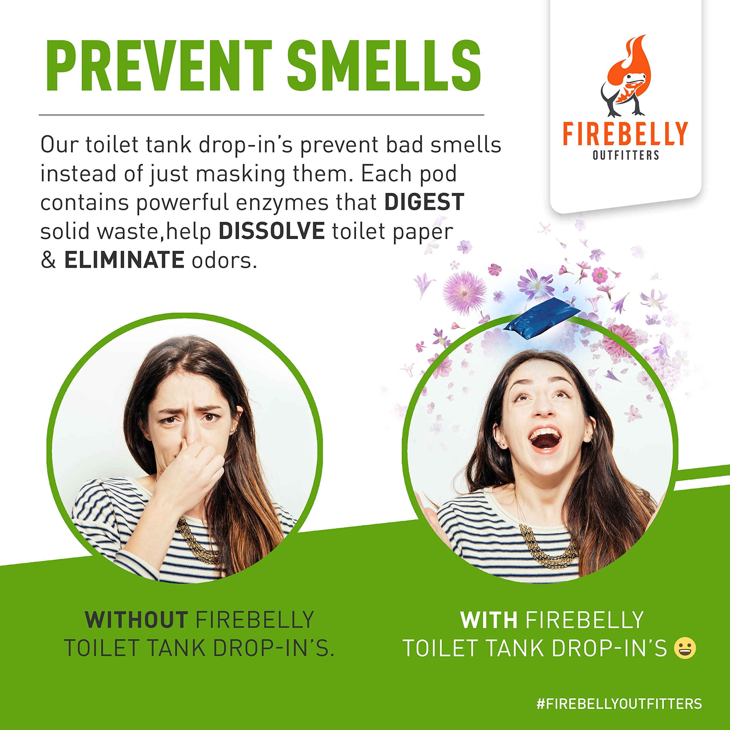 Firebelly Outfitters triple-action odor elimination for camping and boating
