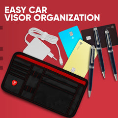 Firestone visor organizer universal-fit attachment on car visor for driven essentials.