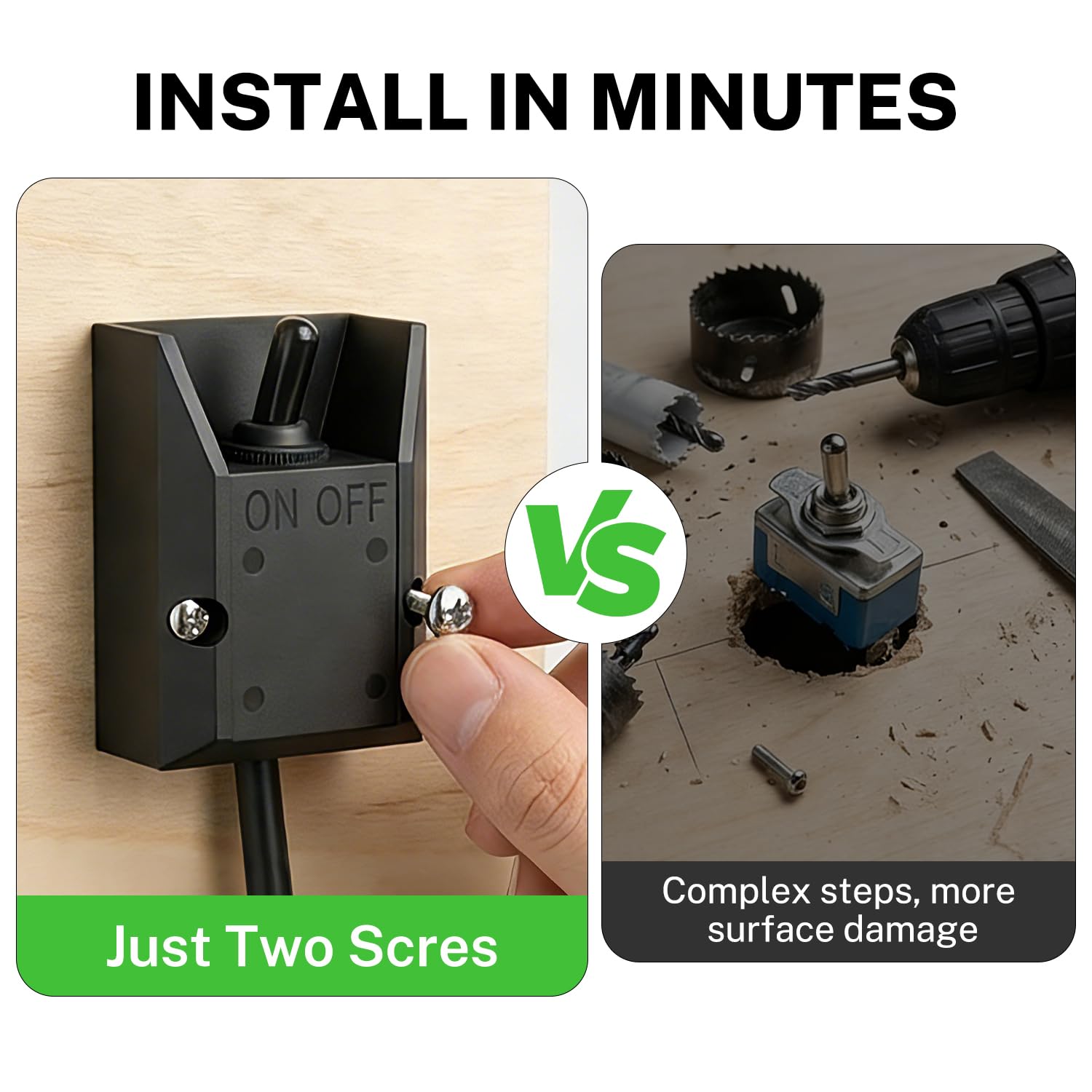 SPST latching action delivers a reliable on/off feel.