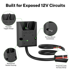 FIRMERST waterproof toggle switch 12V-30A for truck dash mounting.