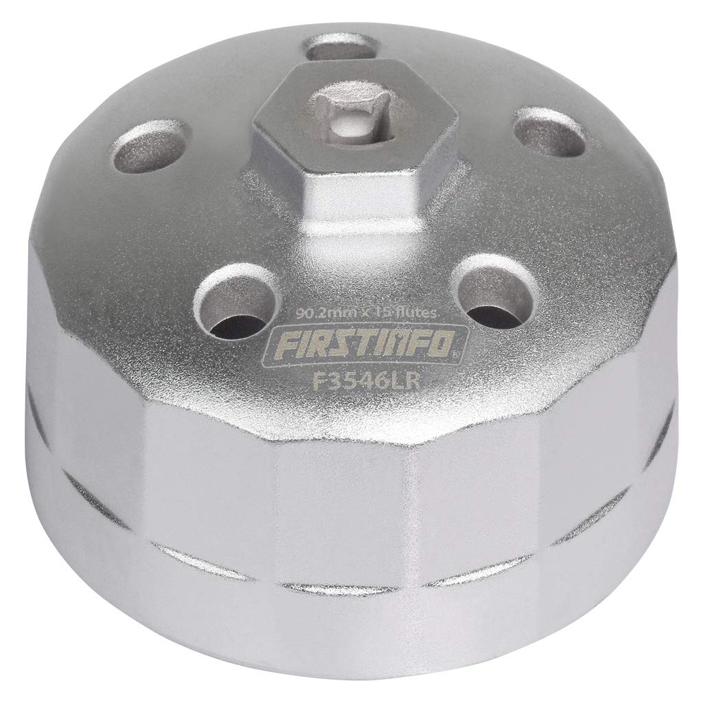 FIRSTINFO F3546LR oil filter wrench with 90-2mm head for secure cap removal.