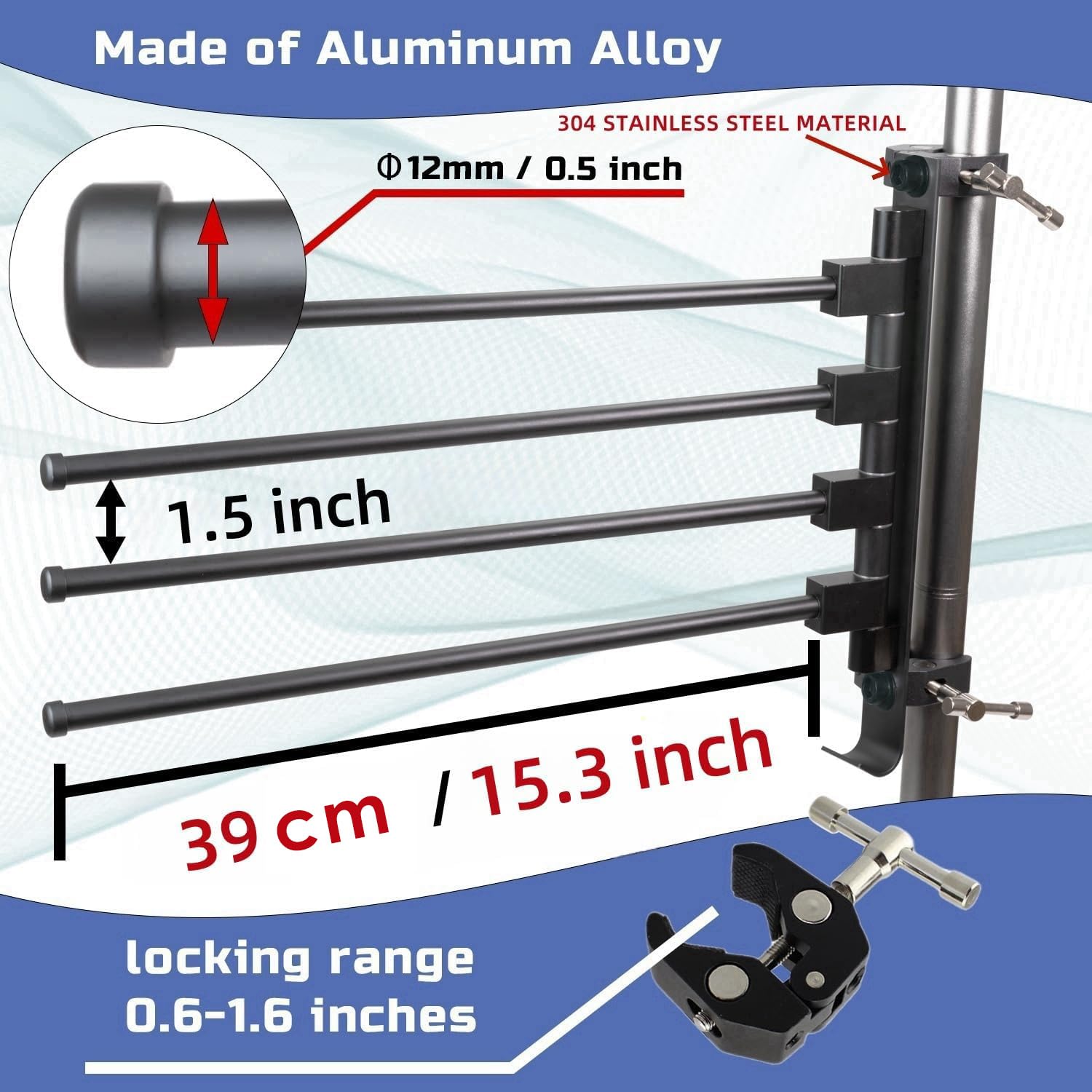 Fistihon materials aluminum and 304 stainless for rust resistance