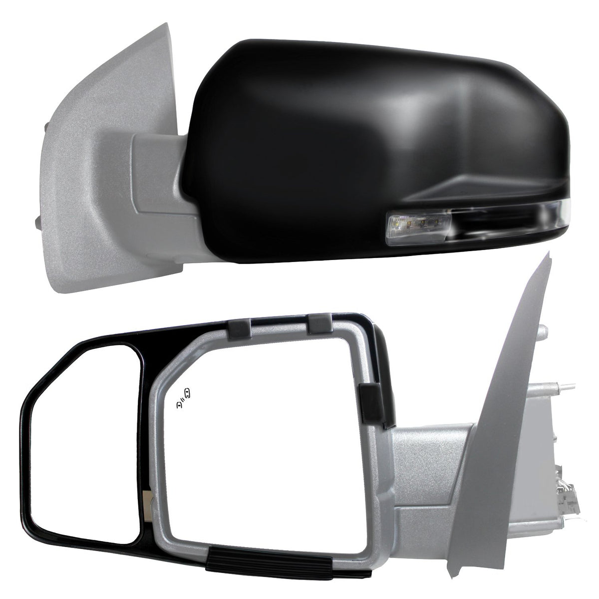 Fit System K SOURCE Snap and Zap 81850 right mirror extension enhances towing visibility for Ford F-150.