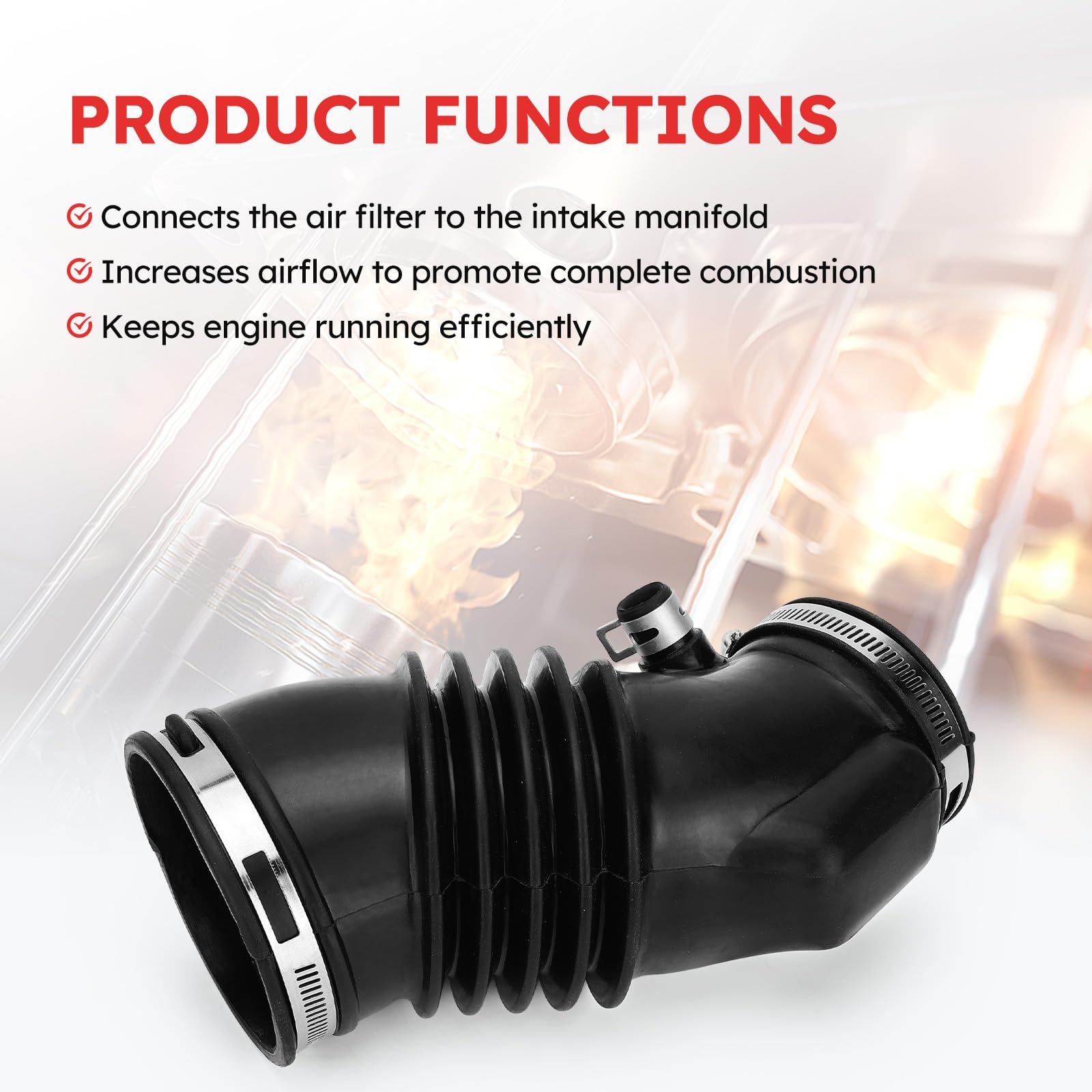 Fit4drive hose made of durable materials resisting heat and vibrations.