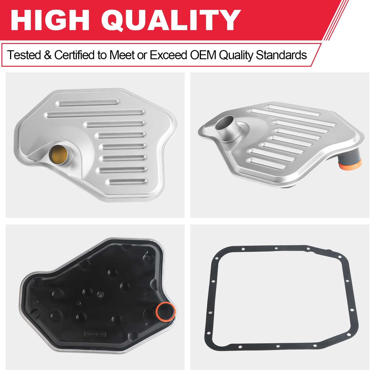 Fitede assembled filter ready for installation in Ford, Lincoln, Mercury transmissions.