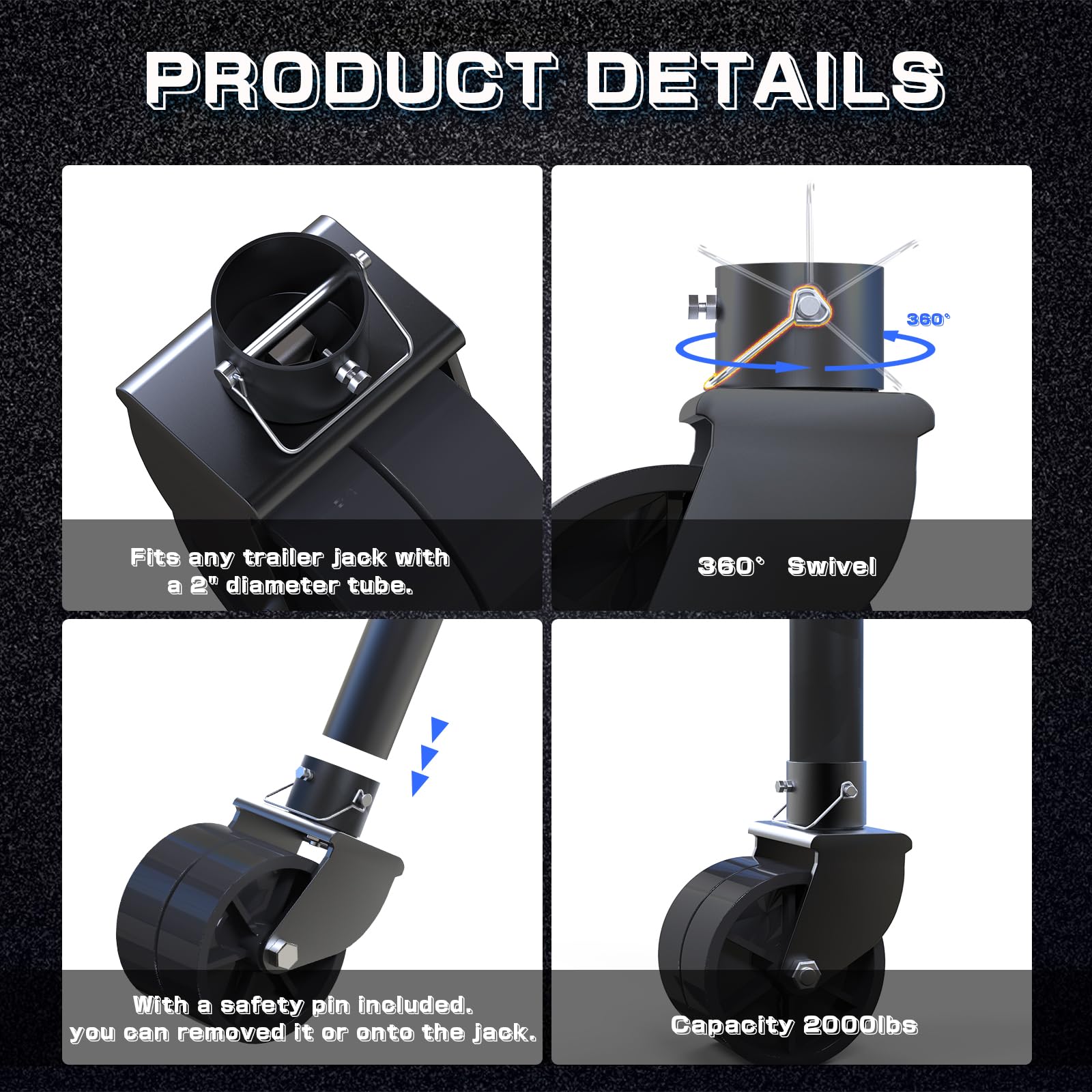 FITHOIST 360-degree swivel caster enables easy steering on soft ground