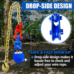 FITHOIST 3in single sheave protects rope and reduces manual effort.