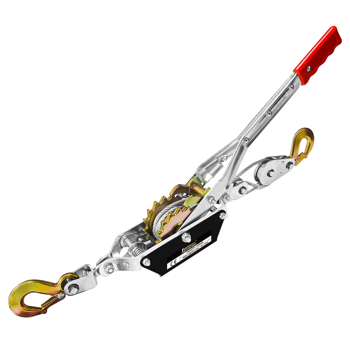 FITHOIST Come Along Winch front view highlighting rugged frame and dual-gear design for heavy pulling