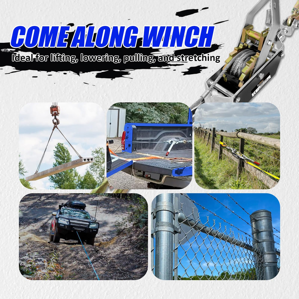FITHOIST Come Along Winch used in a workshop, demonstrating versatile automotive tasks