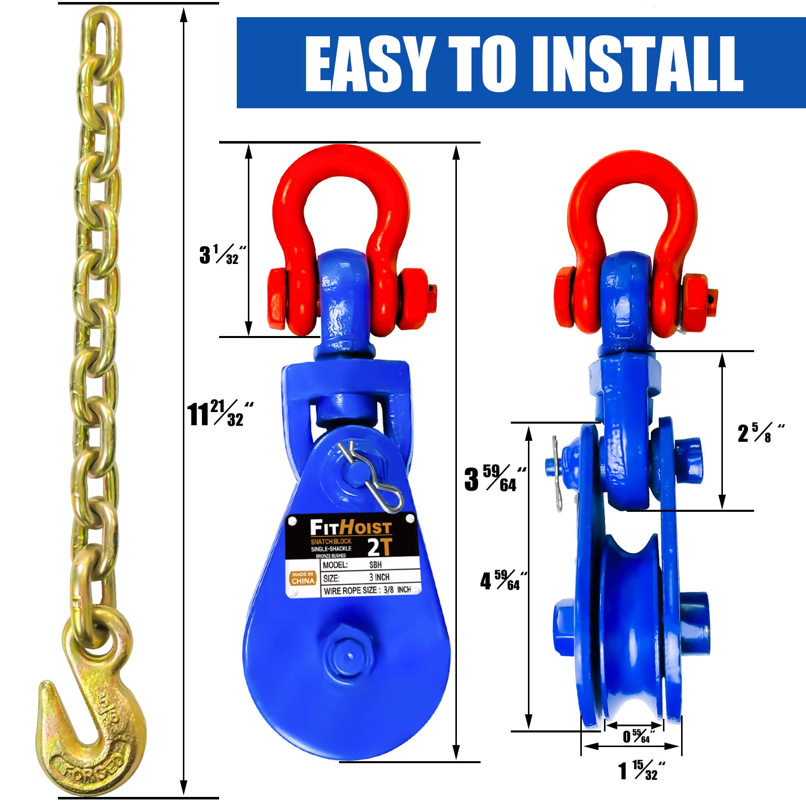 FITHOIST drop-side design hook-up enables fast, safer wire connections.
