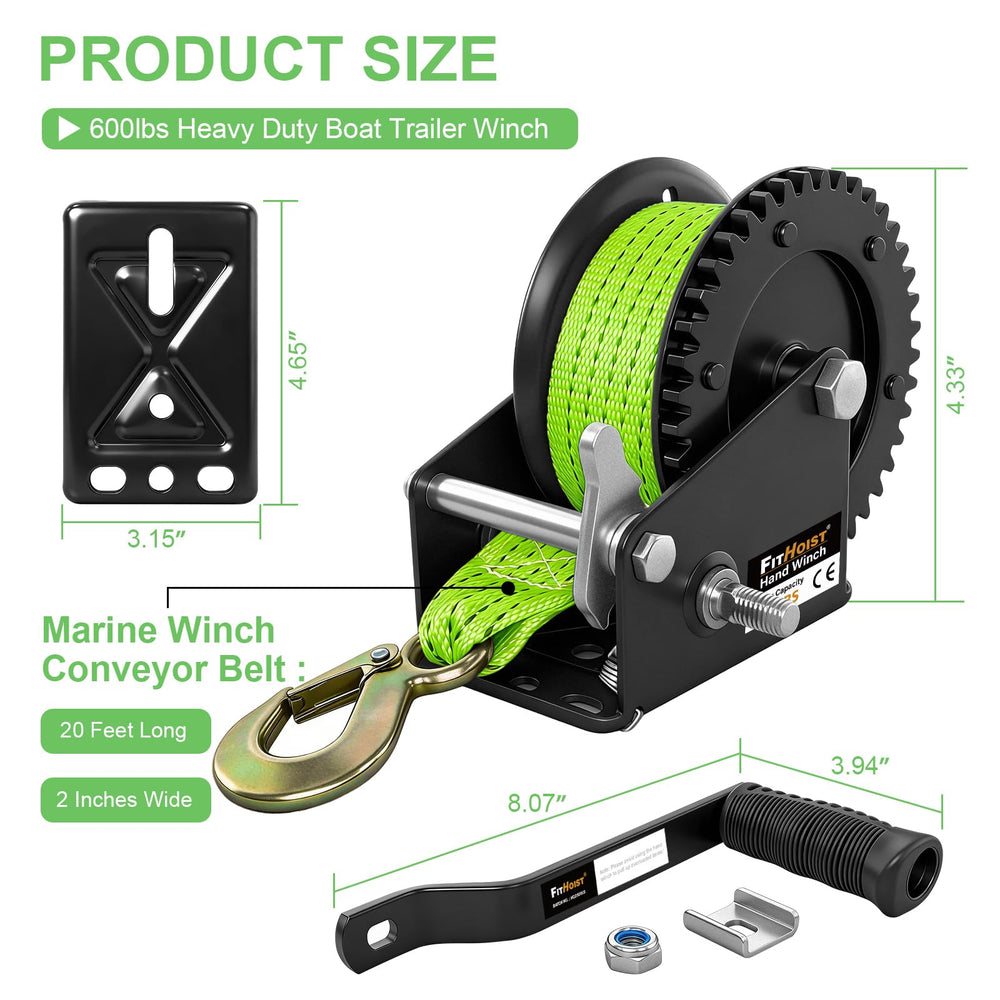 FITHOIST ergonomic-crank-handle reduces hand fatigue while winching heavy loads