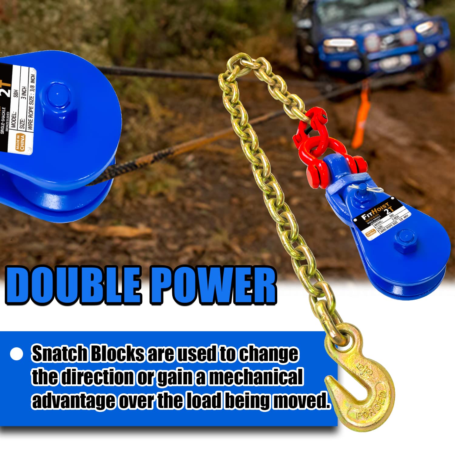 FITHOIST G80 transport chain detail highlights high-strength construction.